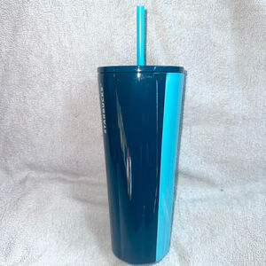 NWT 2022 Starbucks Tumbler Two Tone Metal Cold Cup Venti 24oz W/Straw